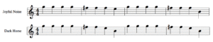 Notation of Joyful Noise by Flame and Dark Horse by Katy Perry.